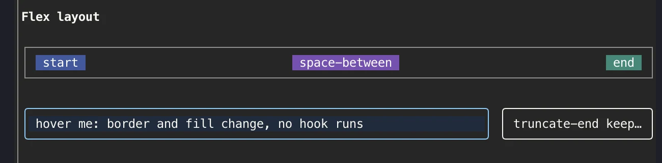 The hover box with a cyan border and dark blue fill while the pointer is over it.