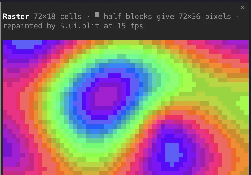 The plasma raster at half width, cut off at the pane's right edge.